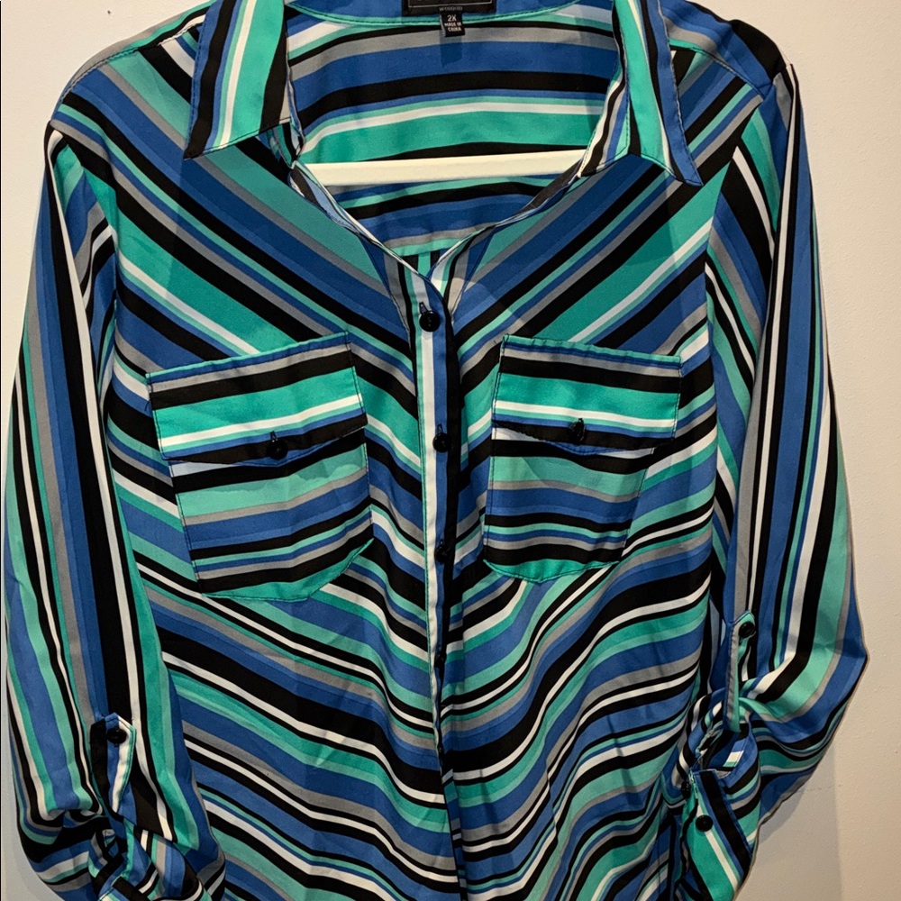 Elementz Multicolor Striped Button Down Shirt - image 3